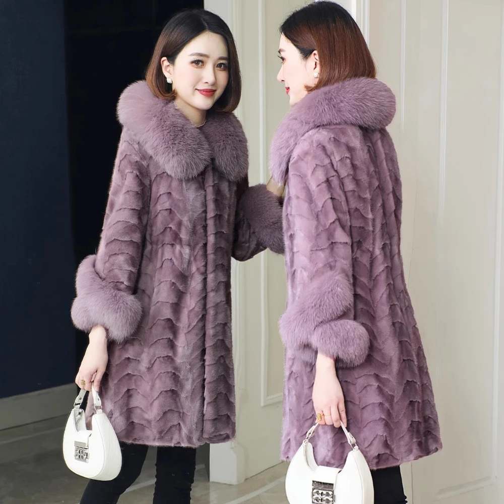 貂皮大衣女中老年妈妈2025冬季新款海宁裘皮水貂毛皮草外套中长款