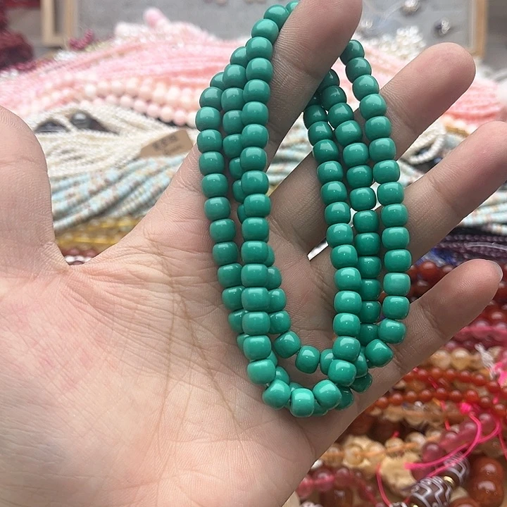 玛瑙/玉髓珠宝半成品未镶嵌一条7mm左右绿松108颗