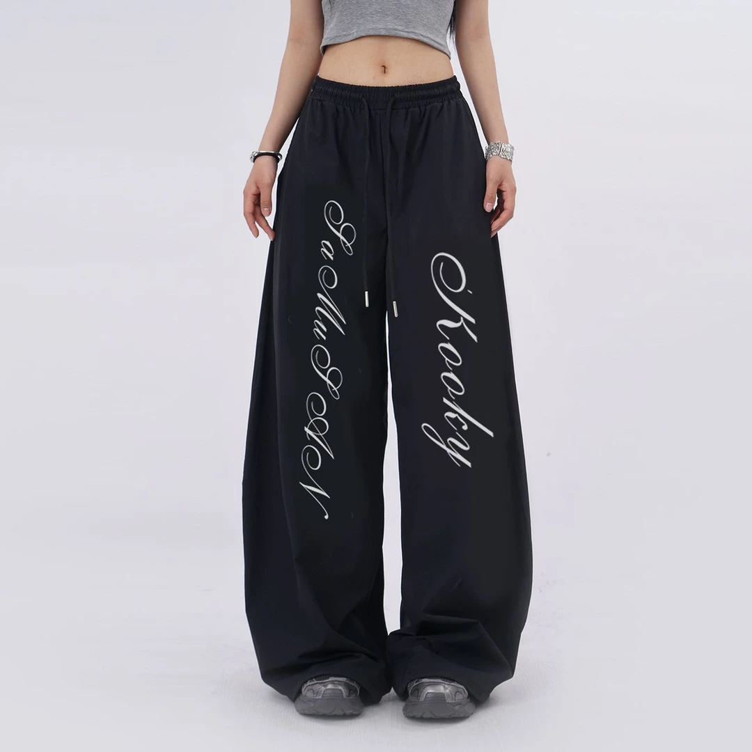 美式爵士街舞hiphop运动裤女夏季薄款速干自带凉感宽松印花休闲裤