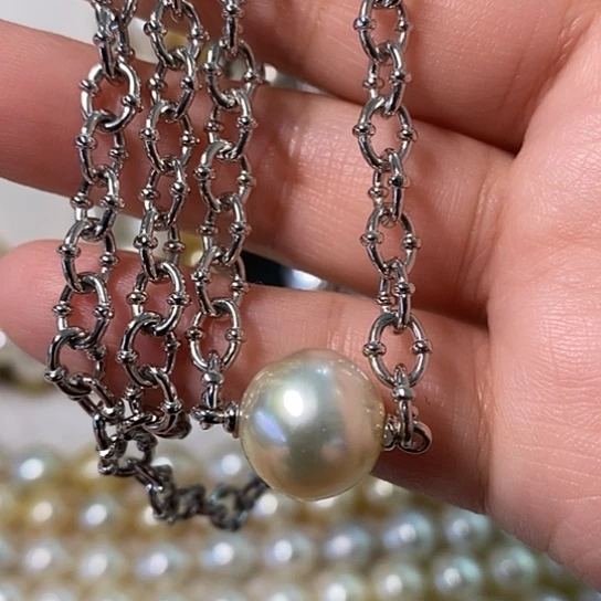 海水珍珠颈饰银S925镶嵌13.3