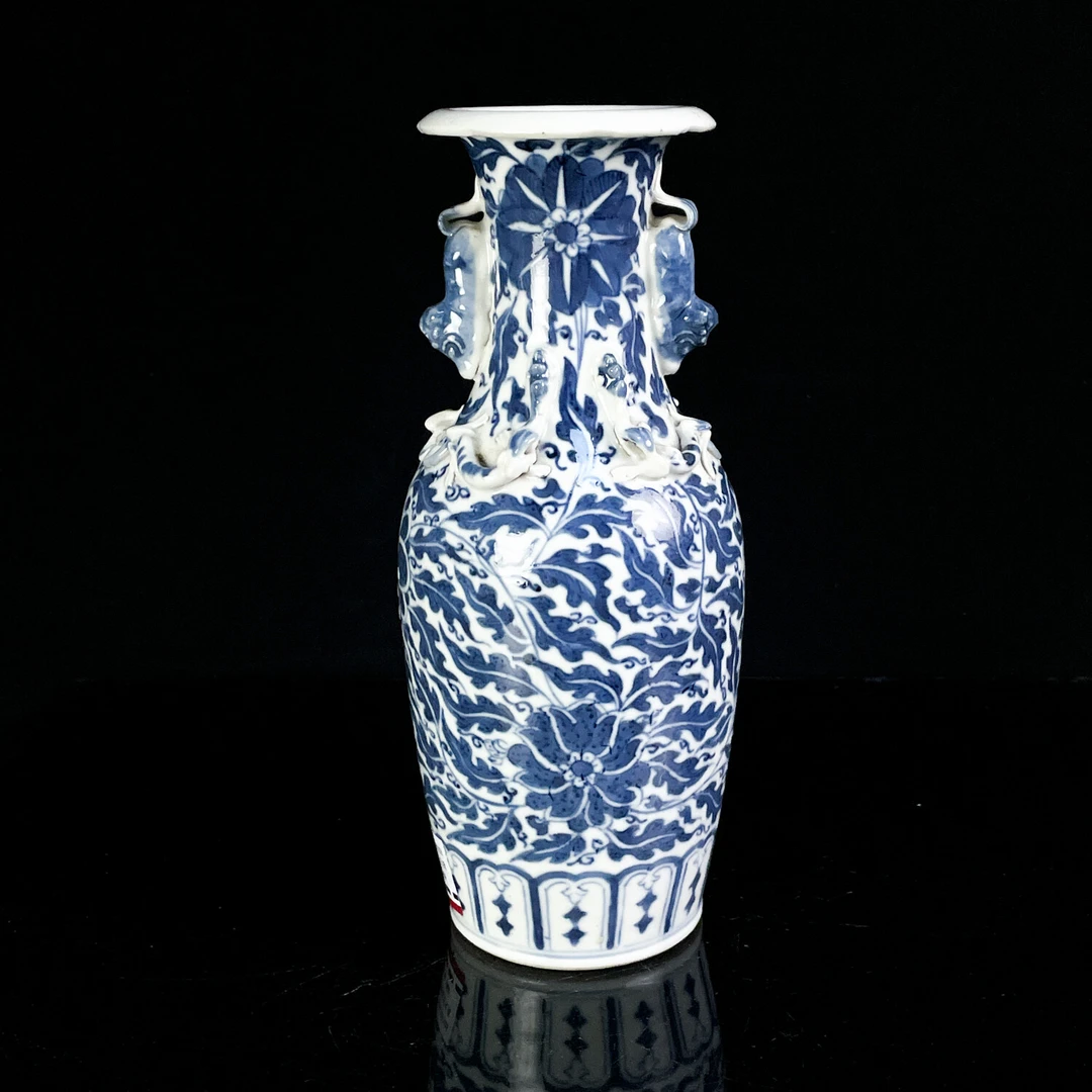 清光绪青花堆塑螭龙纹瓶-M25LS001026-01