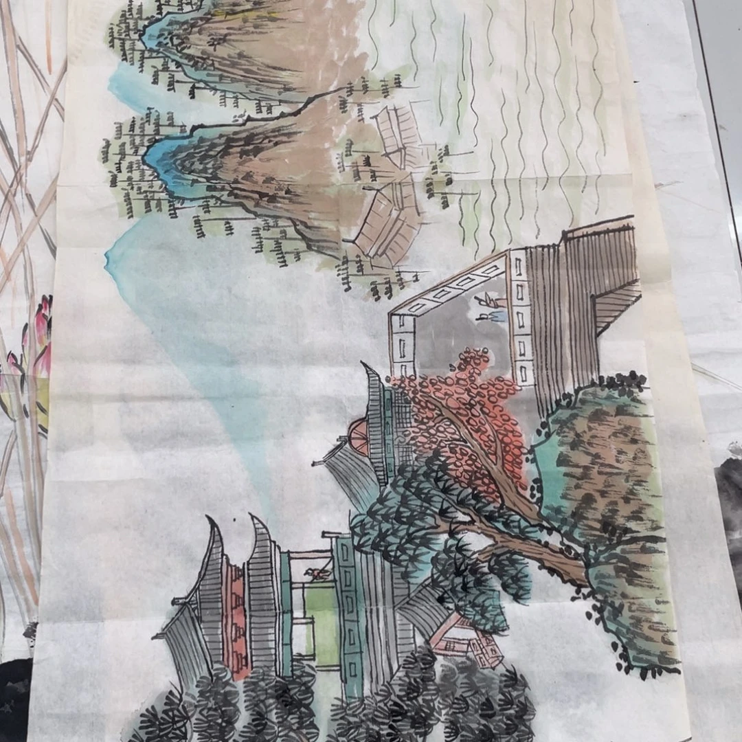 国画张格玲老师绘画