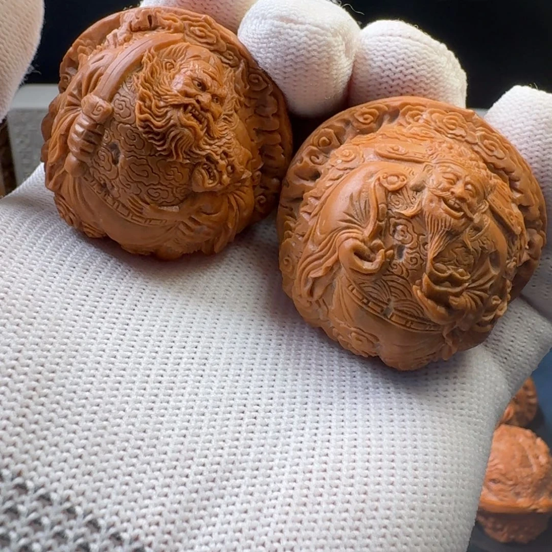 t***r核桃把件南瓜墩雕刻佛道财喜