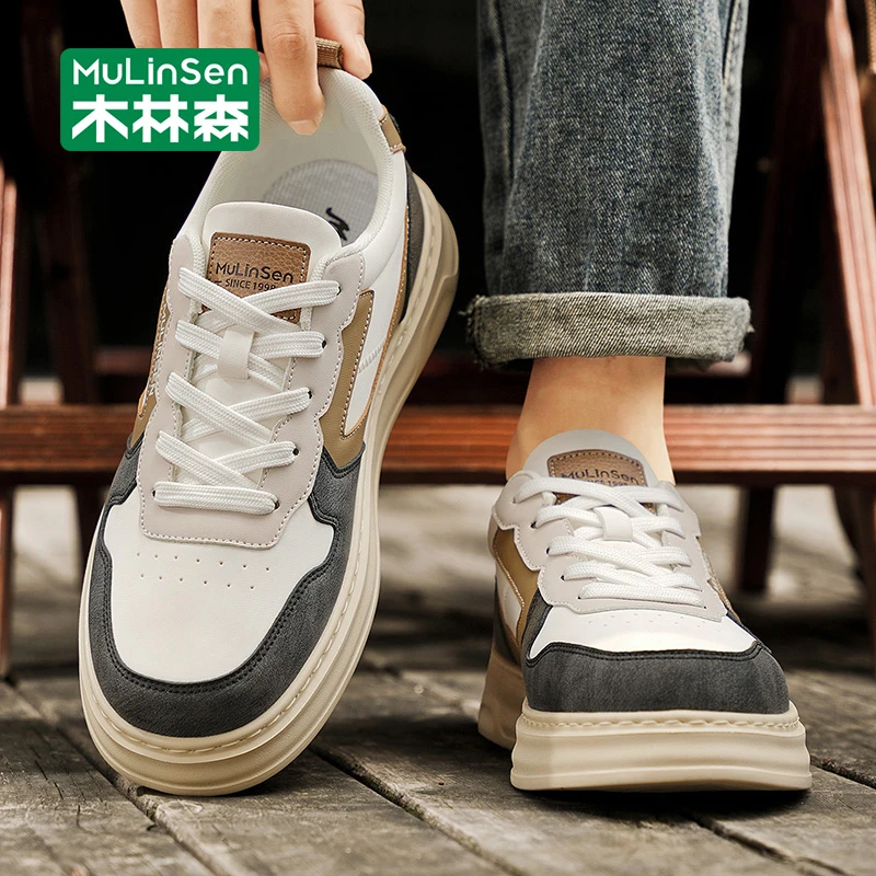 木林森男鞋2025新款秋季青年时尚运动百搭潮流厚底休闲男士板鞋