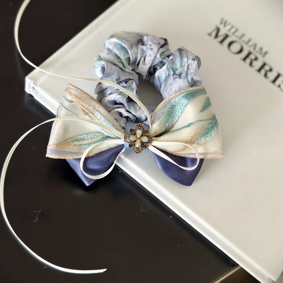 1435复古蝴蝶结肠圈发圈（手工微瑕介意勿拍）