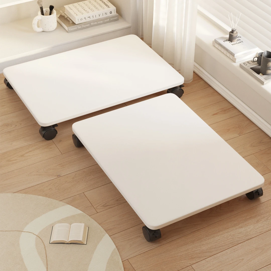 可移动收纳箱底座带滑轮置物架桌下主机托盘花架万向轮打印机托架