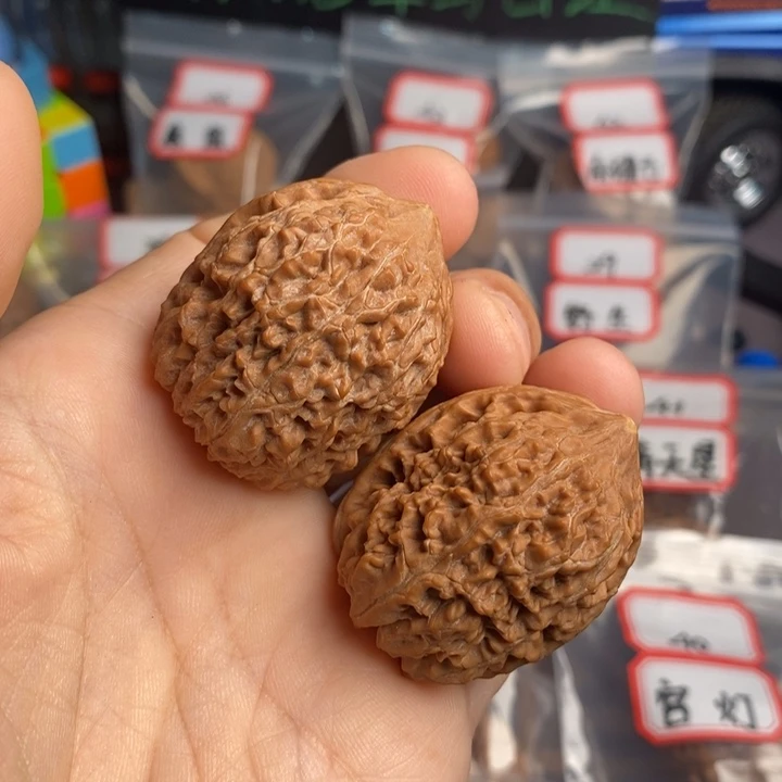 文玩核桃把件35大蒜头红皮练手