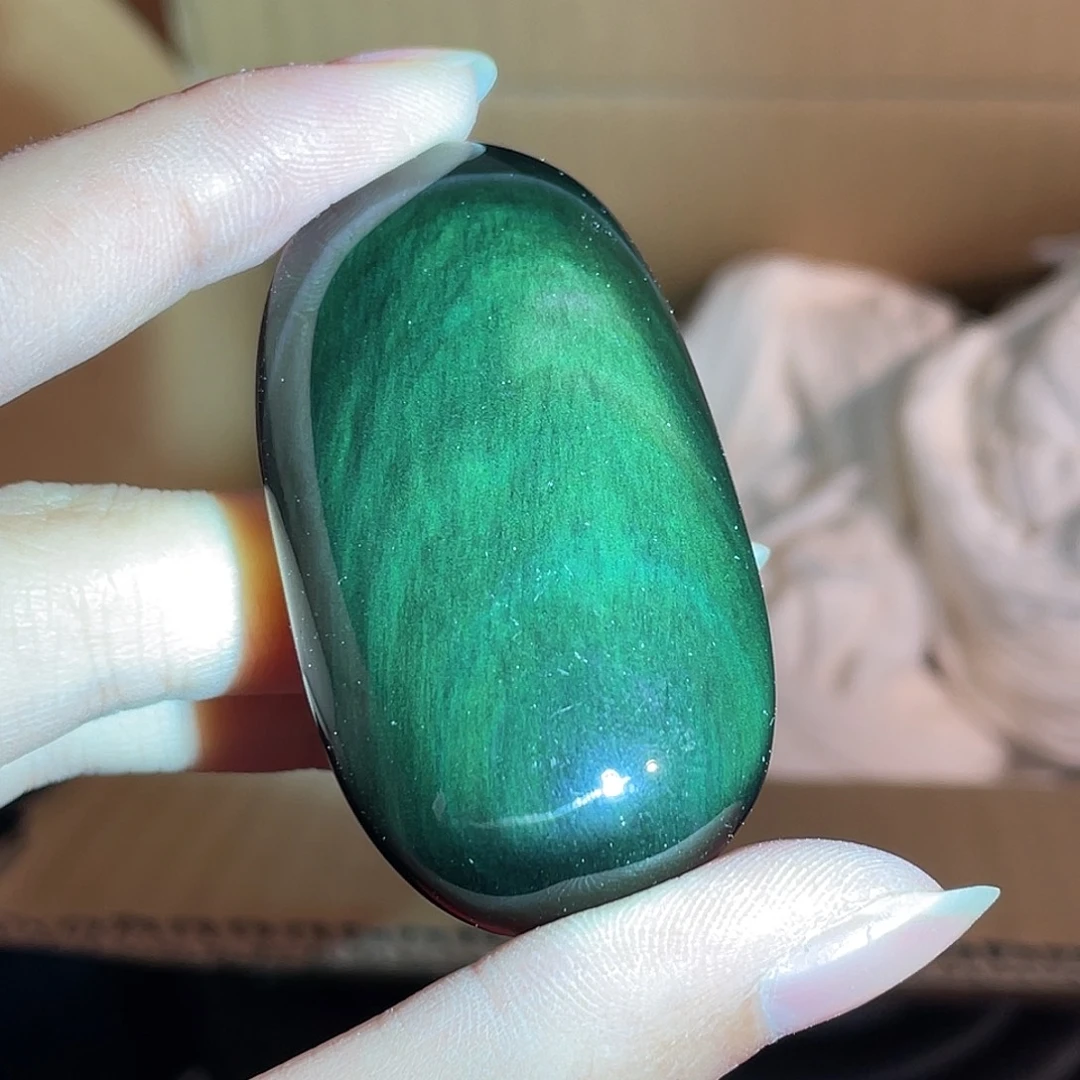 黑曜岩未镶嵌手串彩耀石手握29号