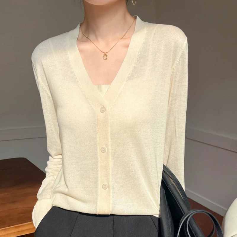 针织衫天丝薄款冰丝针织开衫显瘦气质独特漂亮上衣女夏季衣服女装