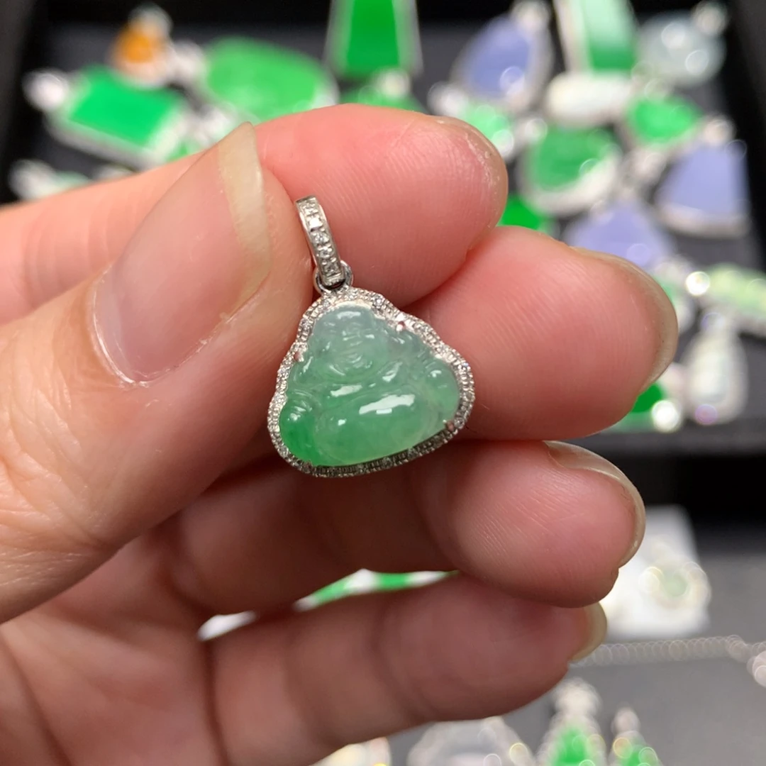 翡翠18K金镶嵌吊坠(不含链)