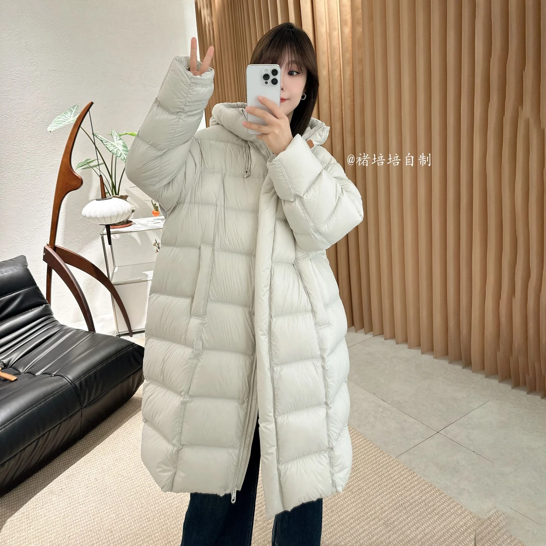 【褚培培自制】CHUPEIPEI/90鸭绒/毛毛虫/秋冬中长款时尚连帽羽绒服