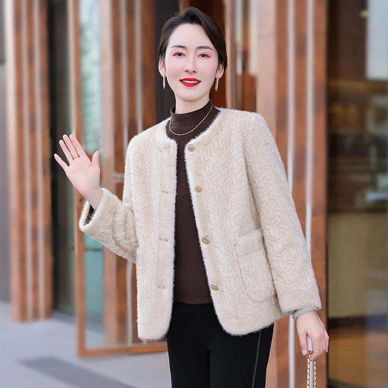 恩狐秋冬中年妈妈装气质时尚小香风2024新款保暖显年轻上衣外套