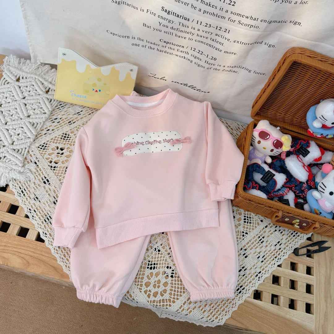 【新疆包邮】秋季新款贴布波点套装W349