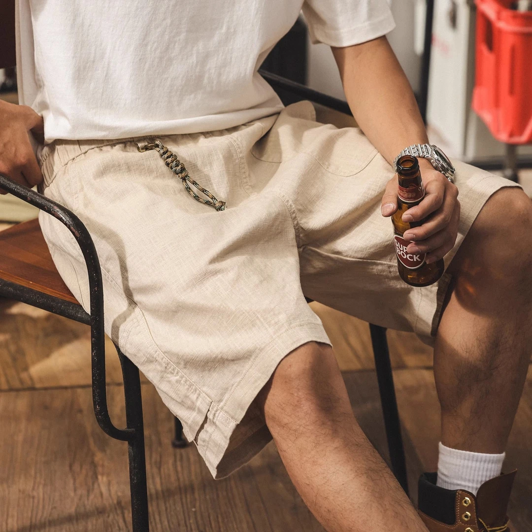 中式复古国风苎麻短裤男夏季新款潮牌直筒五分裤男宽松休闲中裤潮