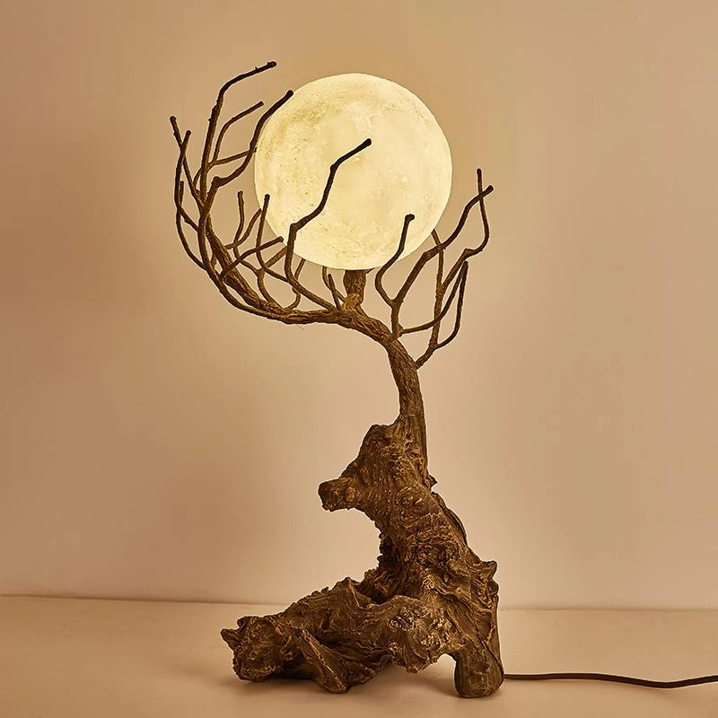 禅意客厅树杈台灯个性创意侘寂风卧室玄关酒店民宿根艺装饰立灯具