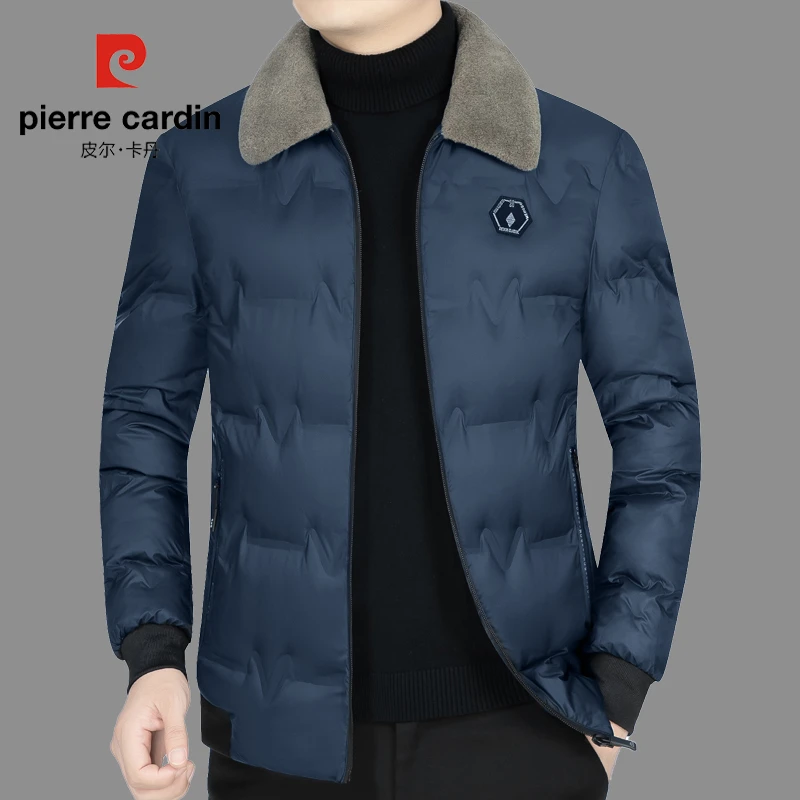 皮尔卡丹棉服翻领加绒中年加秋冬装休闲棉衣水洗小毛领爸爸装保暖