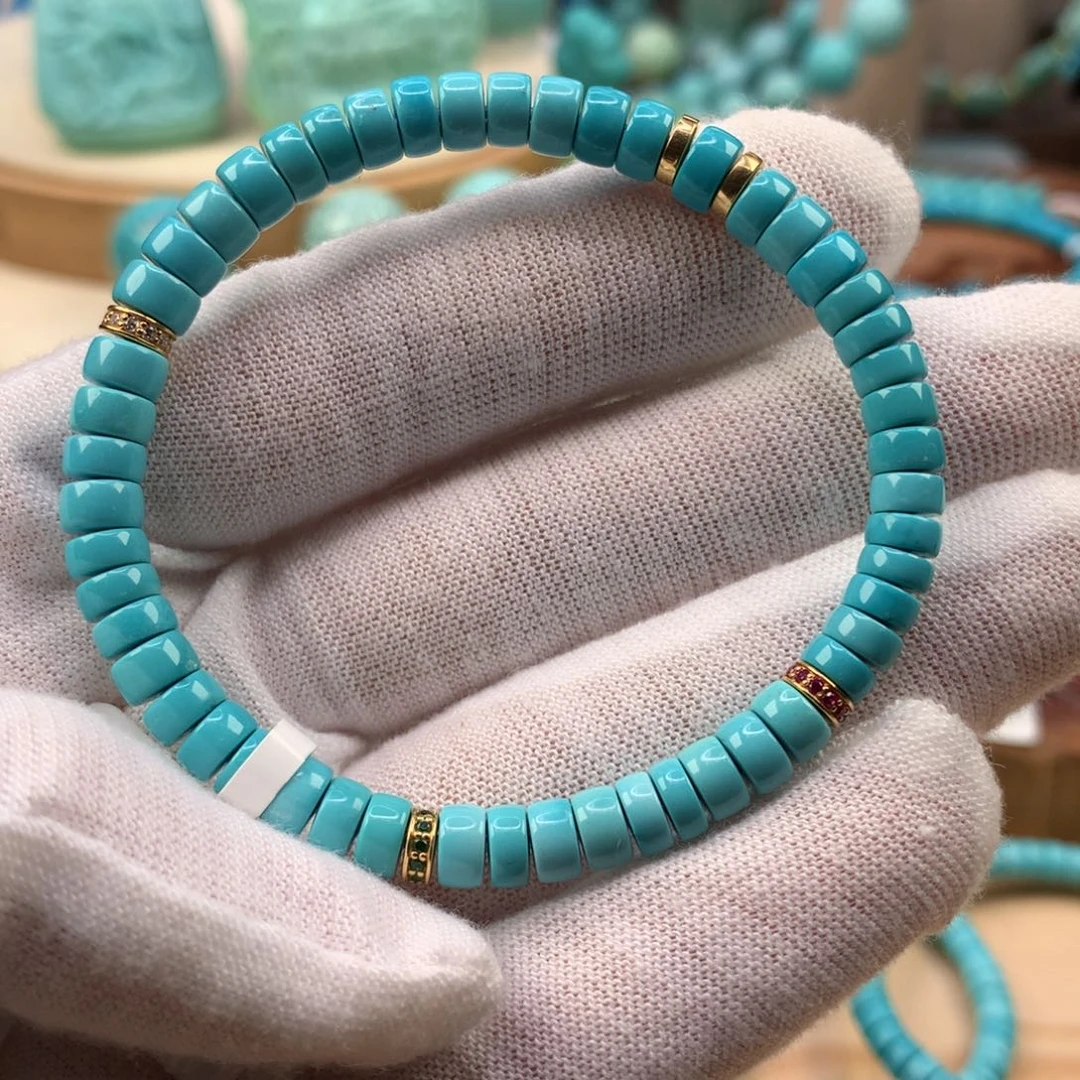 绿松石18K金镶嵌珠宝奇石5.5mm