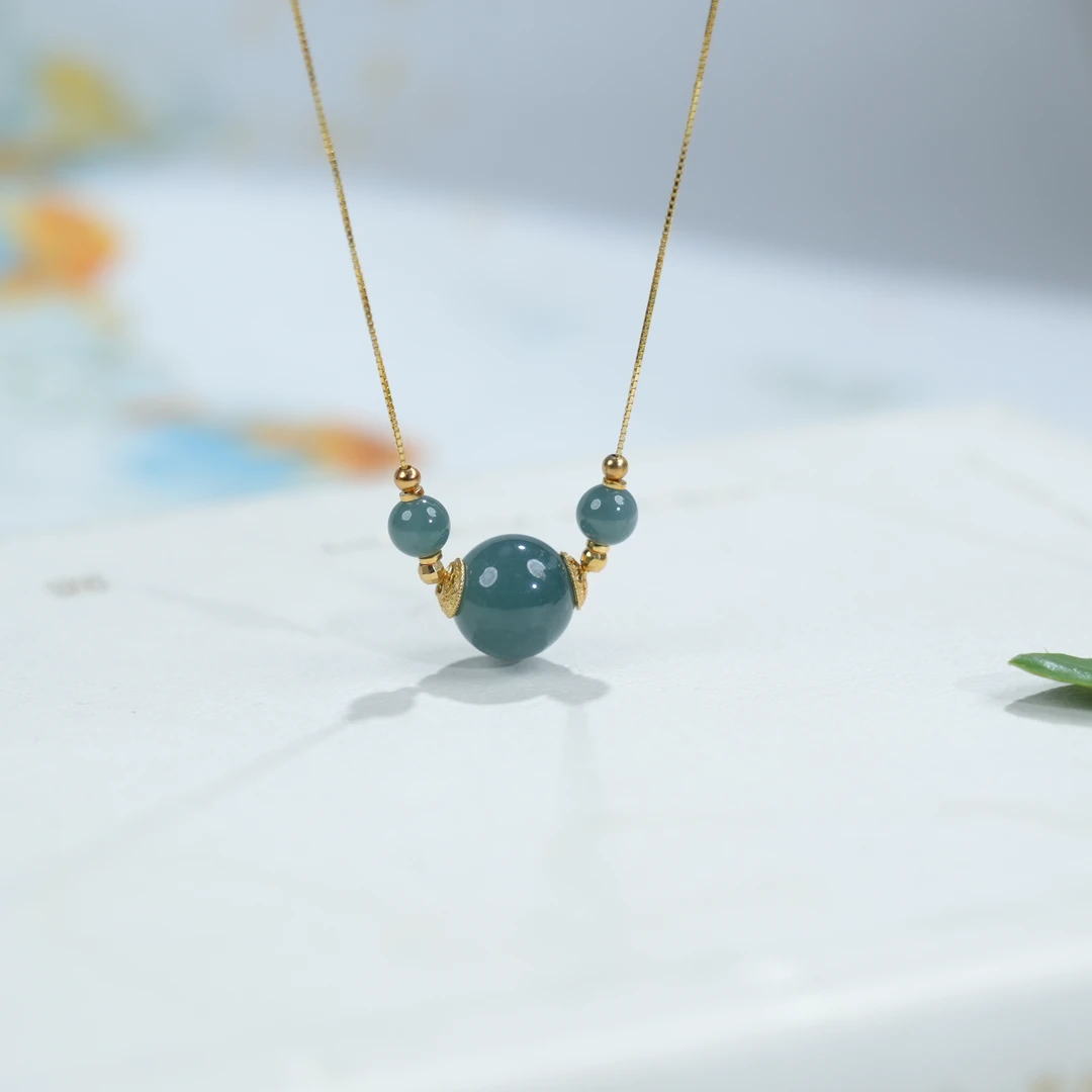 【睿泽&小池专属】 s925翡翠圆珠微笑链  40cm/5-11mm KS0070208