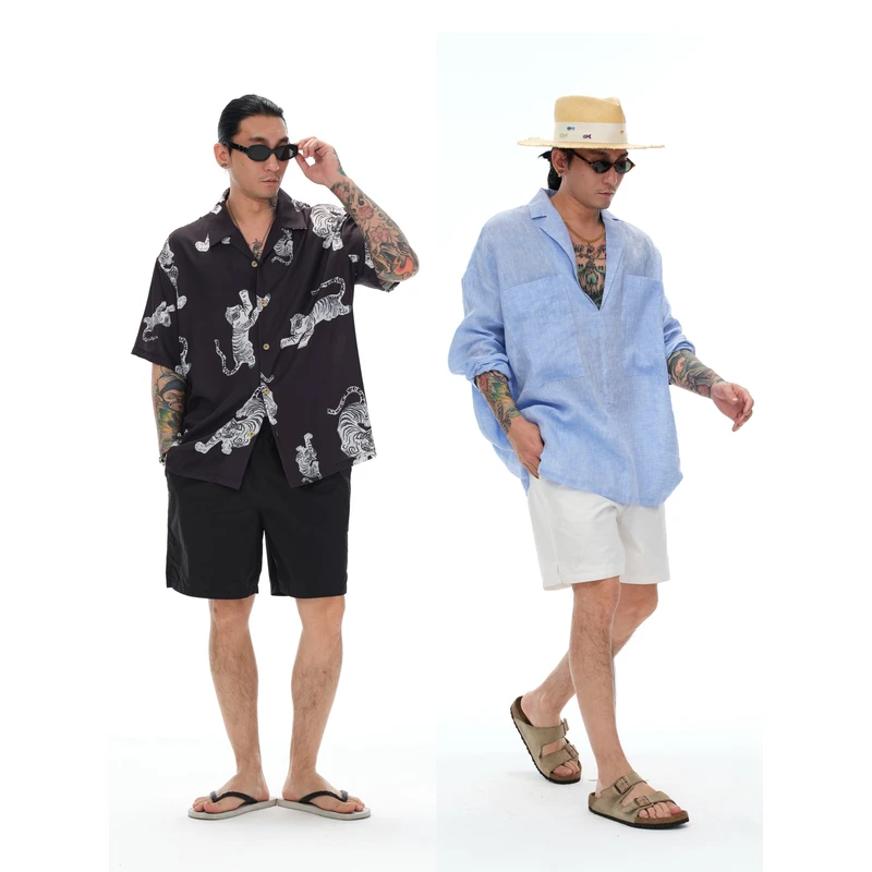 Shizukaumi 2025夏季新款基础休闲运动百搭光版速干短裤男