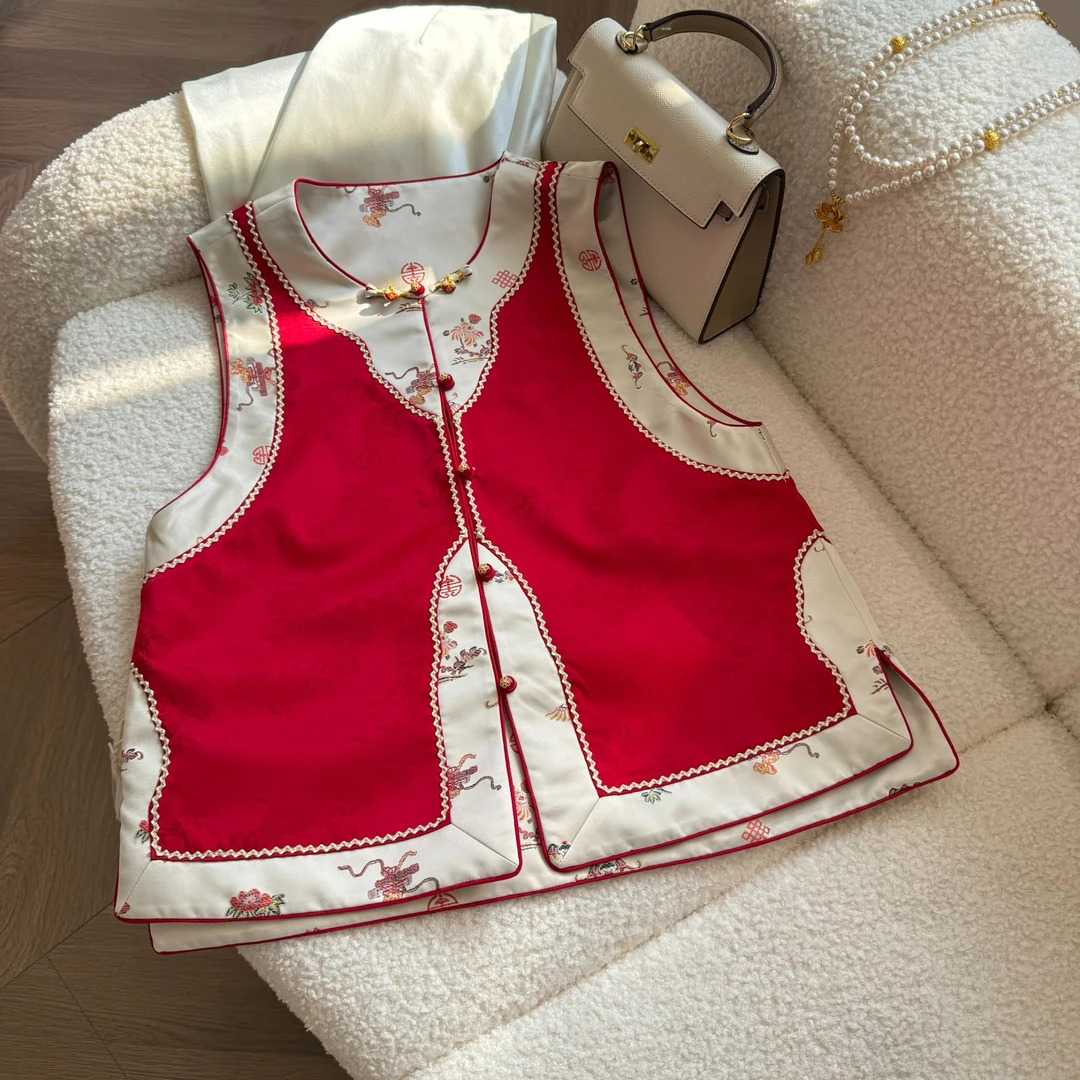 盈盈推荐《八仙宝》2025新款春装百搭显瘦新中式双面穿中式马甲3719