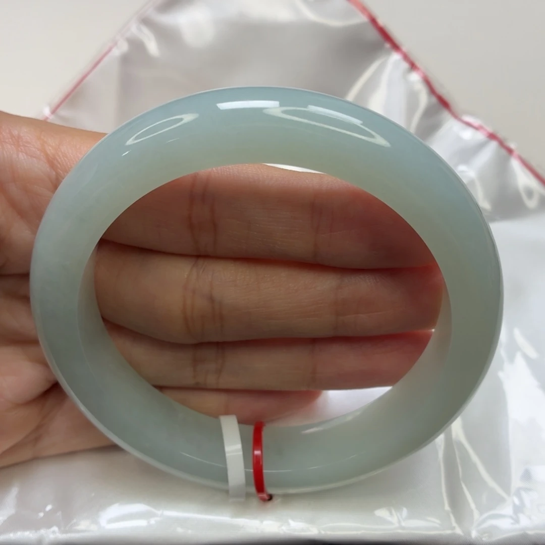 翡翠未镶嵌手镯老坑60圈冰川蓝起胶016