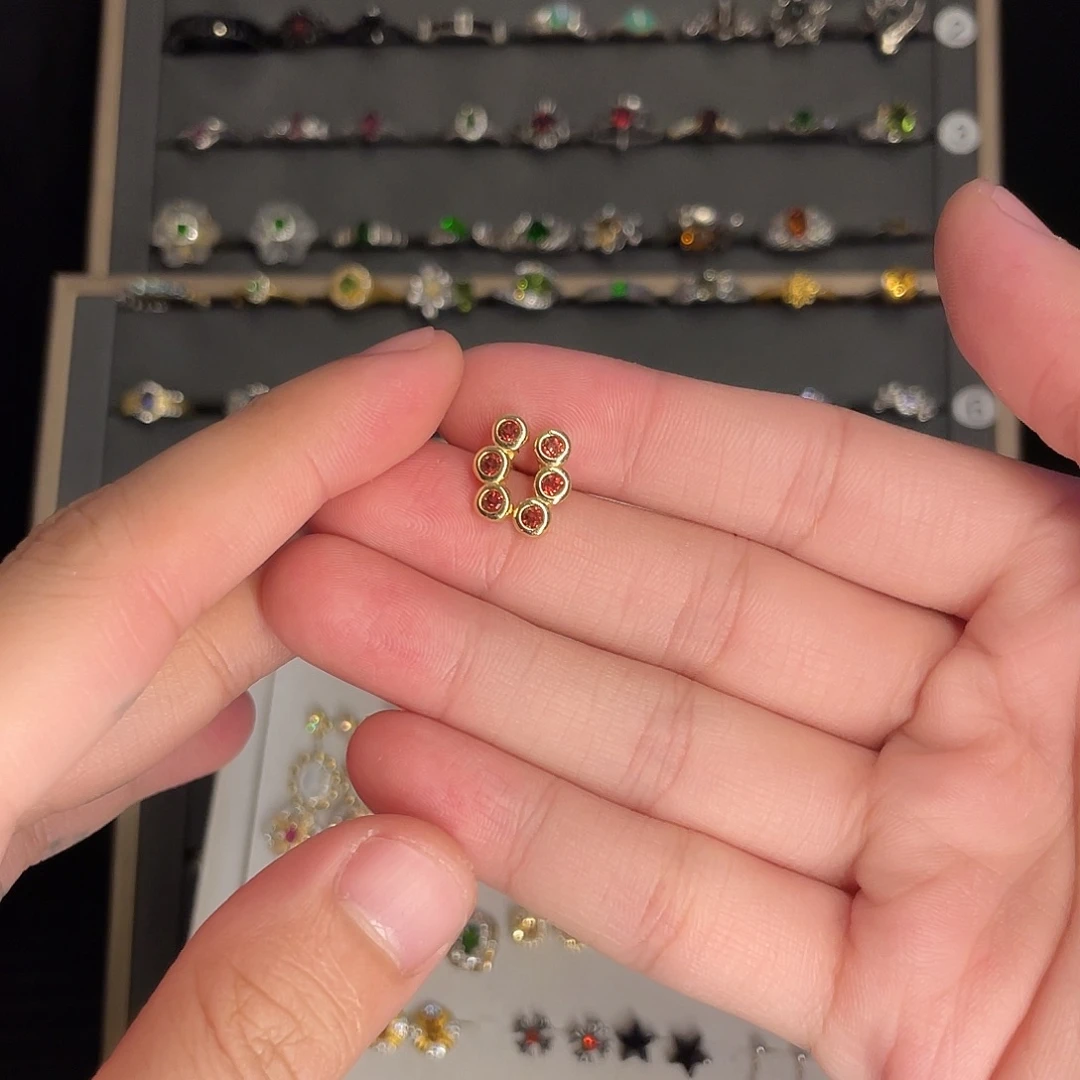 石榴石耳饰银S925镶嵌