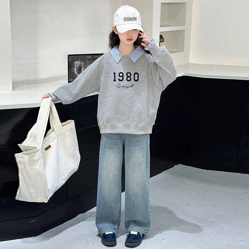 女童春装卫衣套装2025新款儿童洋气韩版宽松休闲两件套中大童时髦