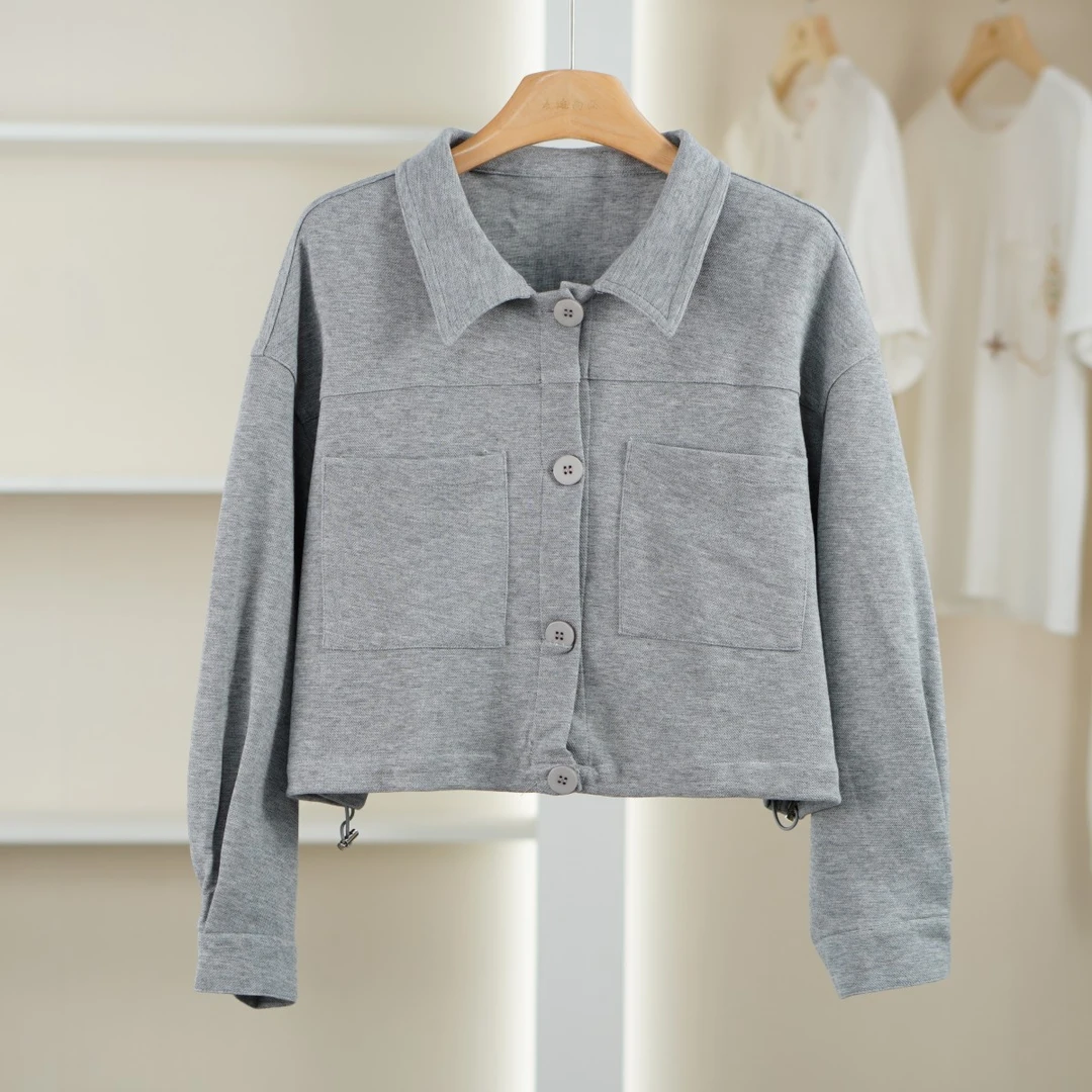 麦迪尚品【唯】51203265 春季时尚简约短款纯色开衫上衣女装