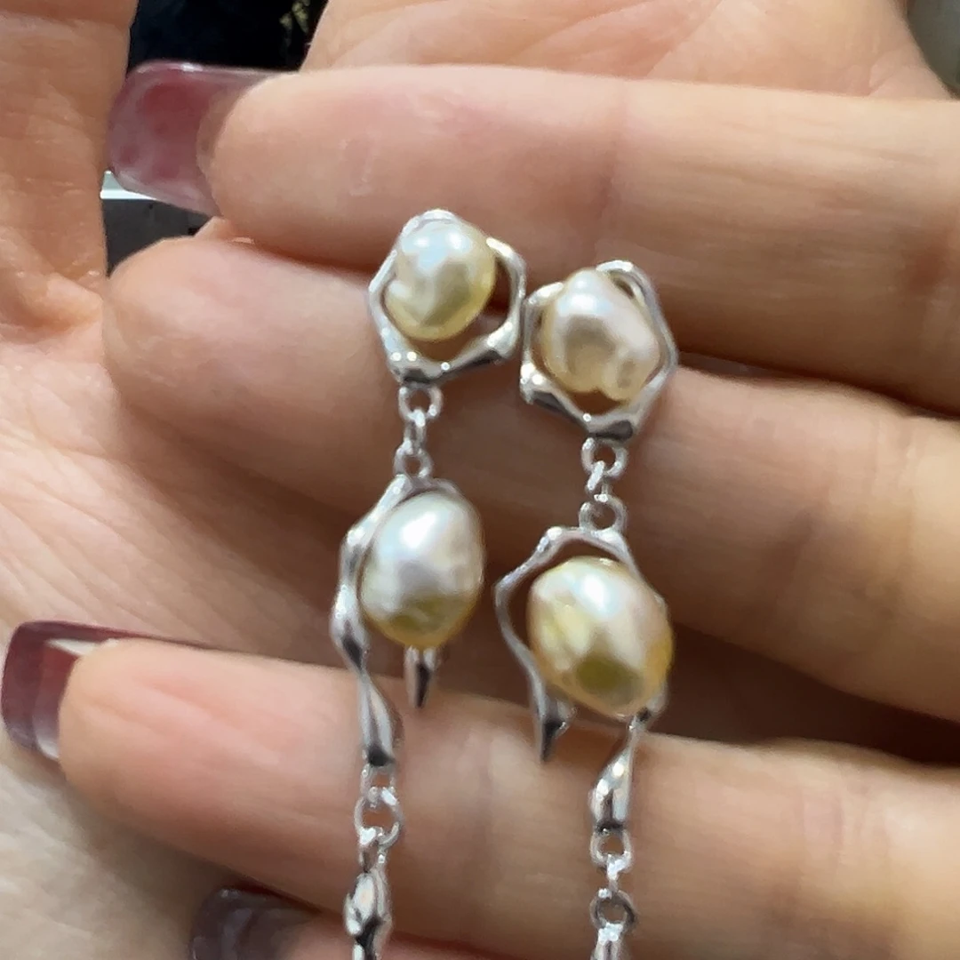 海水珍珠耳饰银S925镶嵌T**y