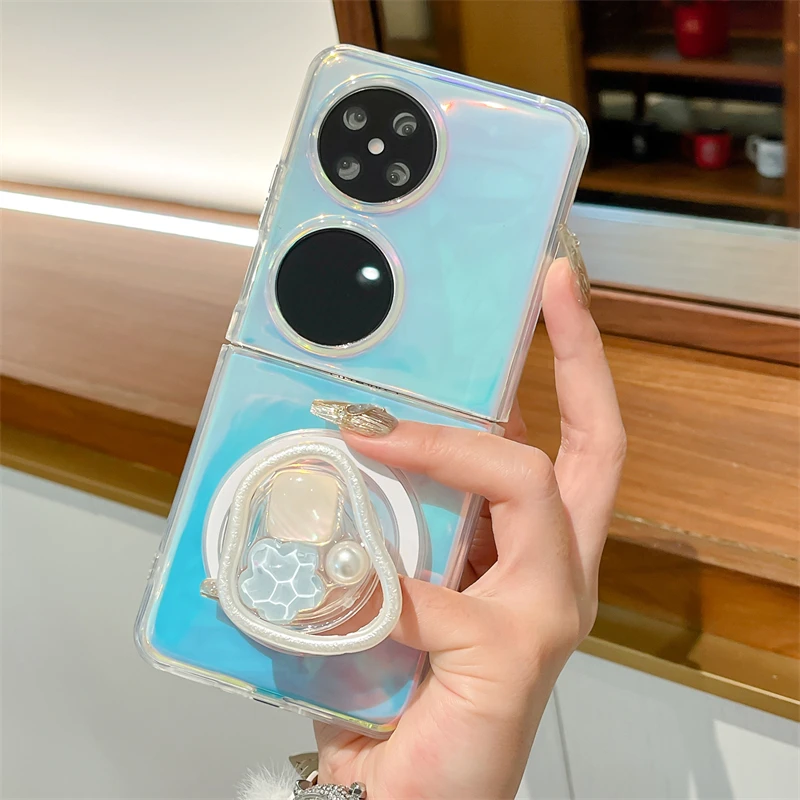 镭射透明壳适用华为pocket2手机壳novaflip折叠屏matex5/X6保护套