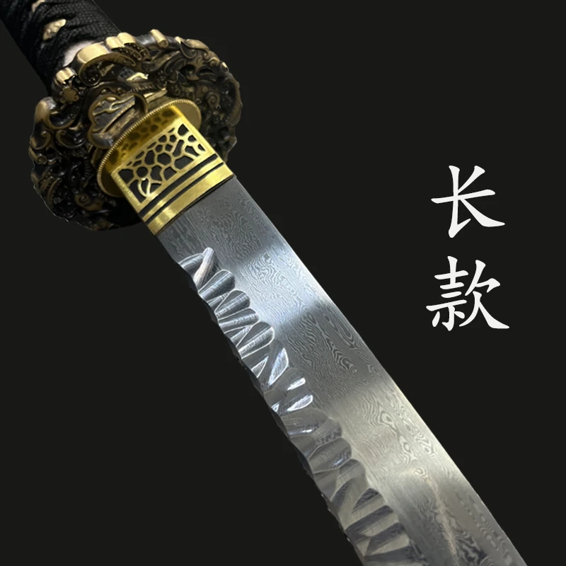 龙泉刀剑长款武士一体打刀拔刀铜装锤纹花纹钢户外收藏未开刃