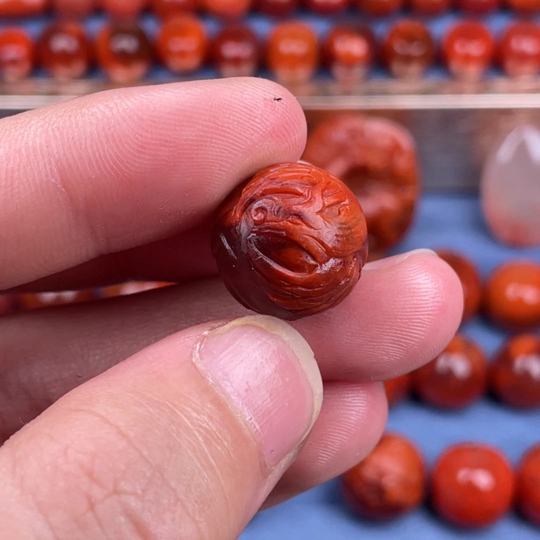 南红玛瑙未镶嵌其他15mm瓦西牛血红双色凤凰珠