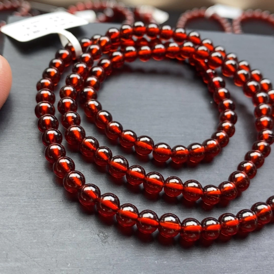 手链石榴石未镶嵌5mm毕业级血泊红