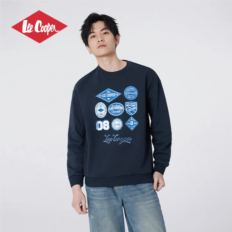 LEE COOPER户外旗舰店卫衣男潮牌高级感时尚印花百搭圆领长袖上衣