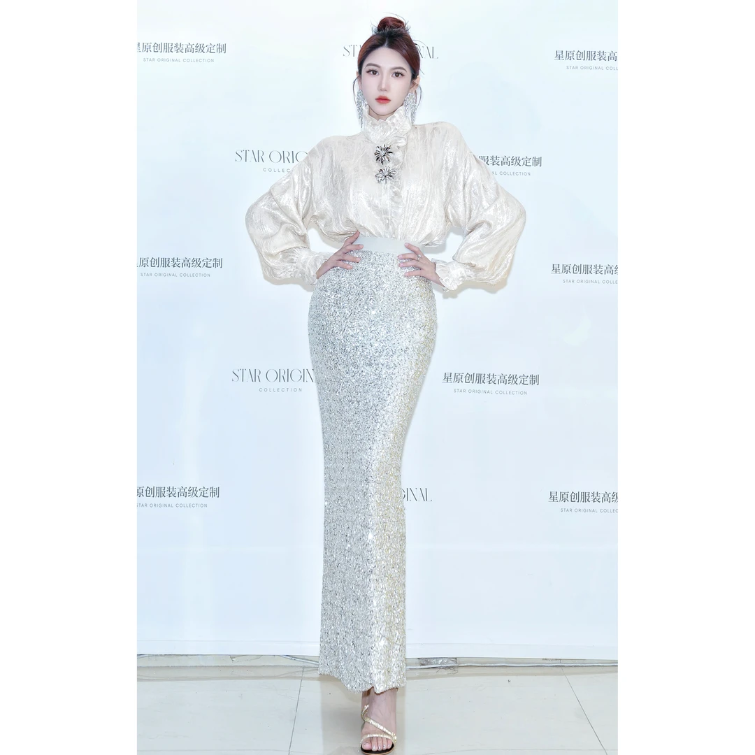 【星姐推荐】星原创高级定制【影像诗】设计师款名媛仙女风半身裙