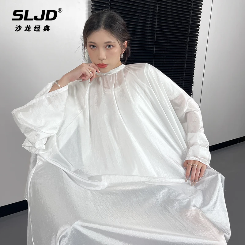 网红专业高档潮围布发廊专用理发围布带袖不沾发美发店剪发薄围裙