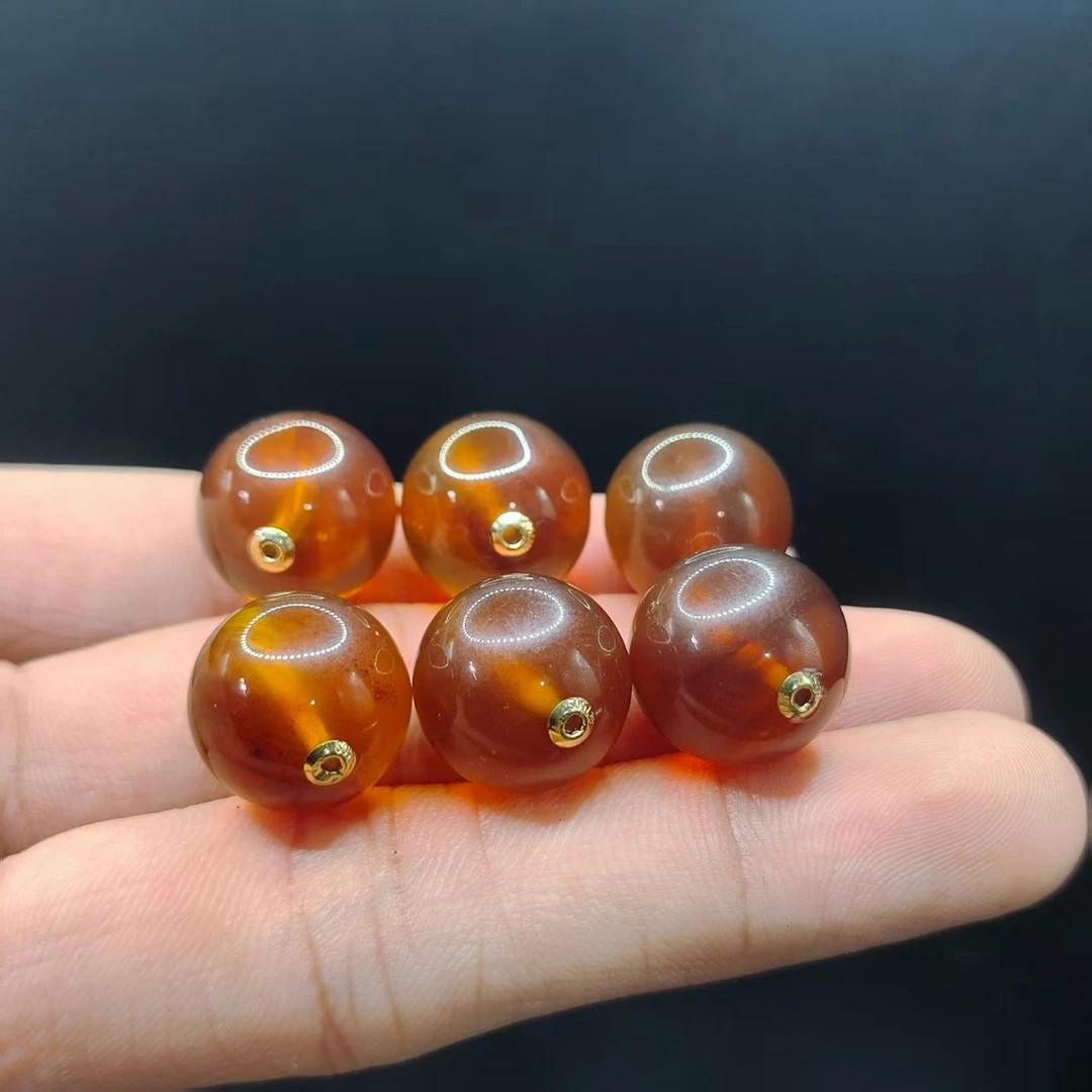 18K金紫罗兰琥珀圆珠吊坠赠链HA28【多样性发其一】约13mm+
