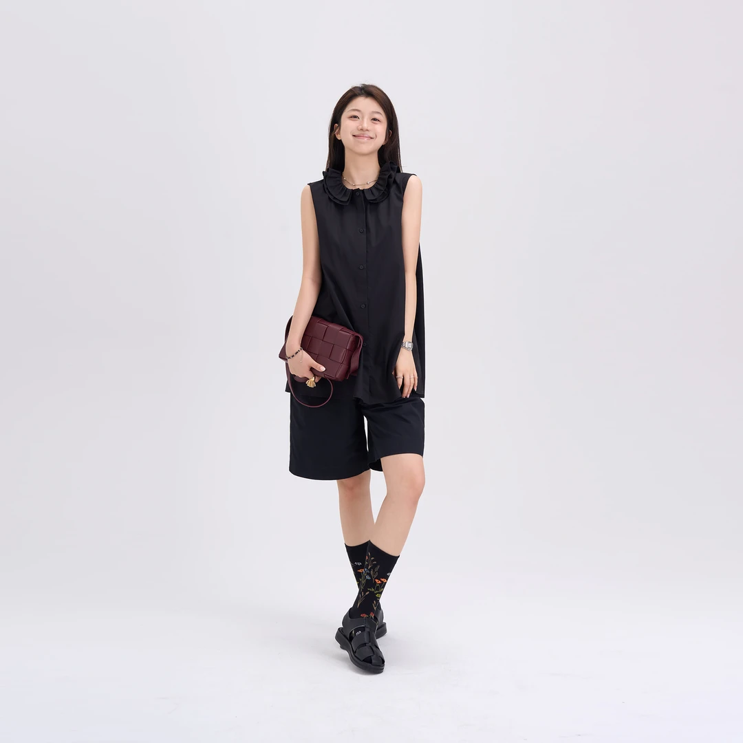 “纸感中裤”｜夏季纯棉时尚显瘦宽松直筒高腰休闲博主黑色五分中裤