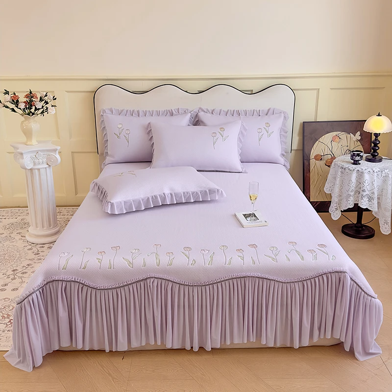 夏季专用凉感中分子复合加厚乙纶冰豆豆凉席三件套绣花款软凉席子