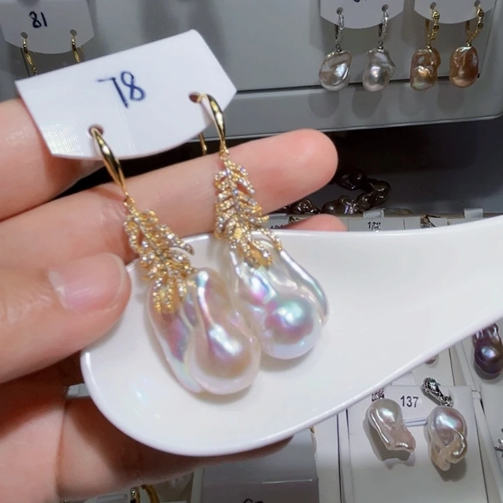 淡水珍珠耳饰银S925镶嵌一**好