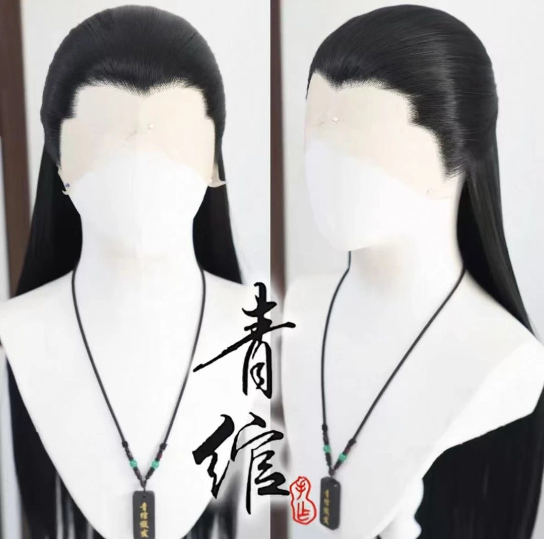 古装男士假发套手钩美人尖古风汉服cos演出写真整顶发套长披发