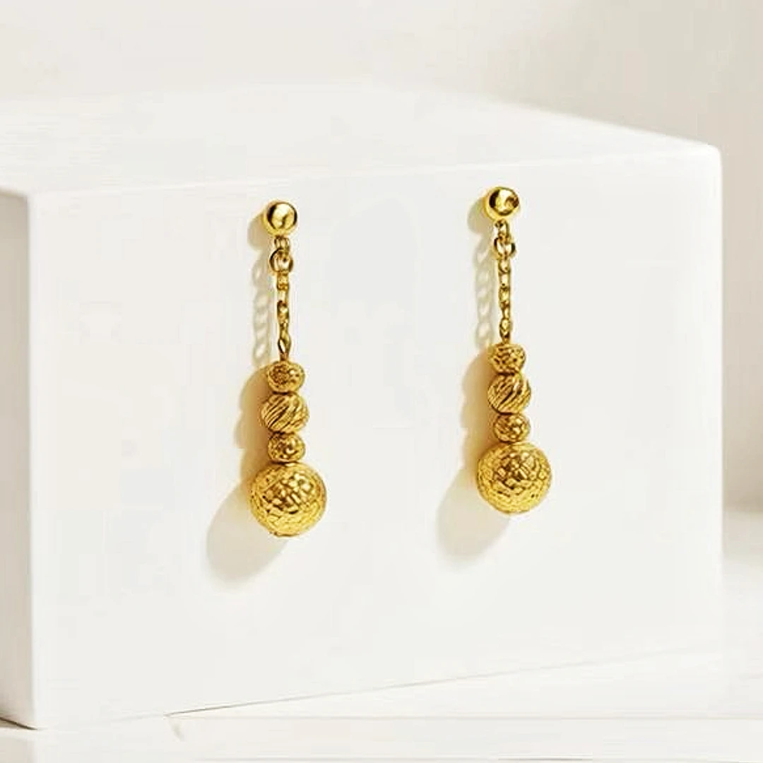 925银耳饰 几何闪珠灵动菠萝珠流苏耳环0519283