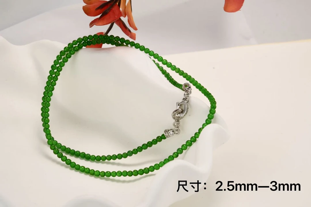 天然危地马拉翡翠颈饰-珠径2.5-3mm-FC303