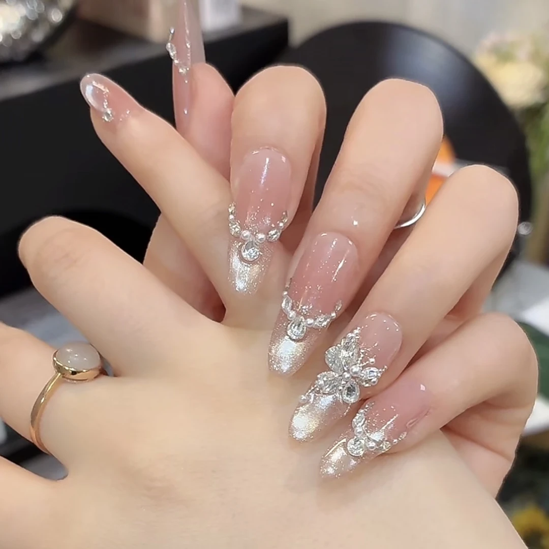 【银河蝶舞】鹿鹿家-纯手工穿戴甲高品锆石拼钻蝴蝶新品调色猫眼X