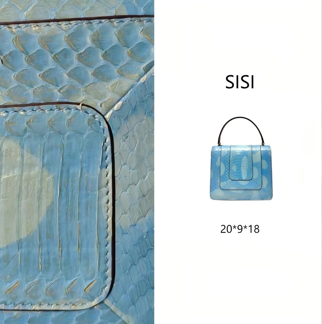 【尺寸：20*9*18】SISI原创设计高定真皮女包 5015-闪蓝