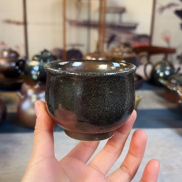 壶柴烧紫砂杯紫泥杯