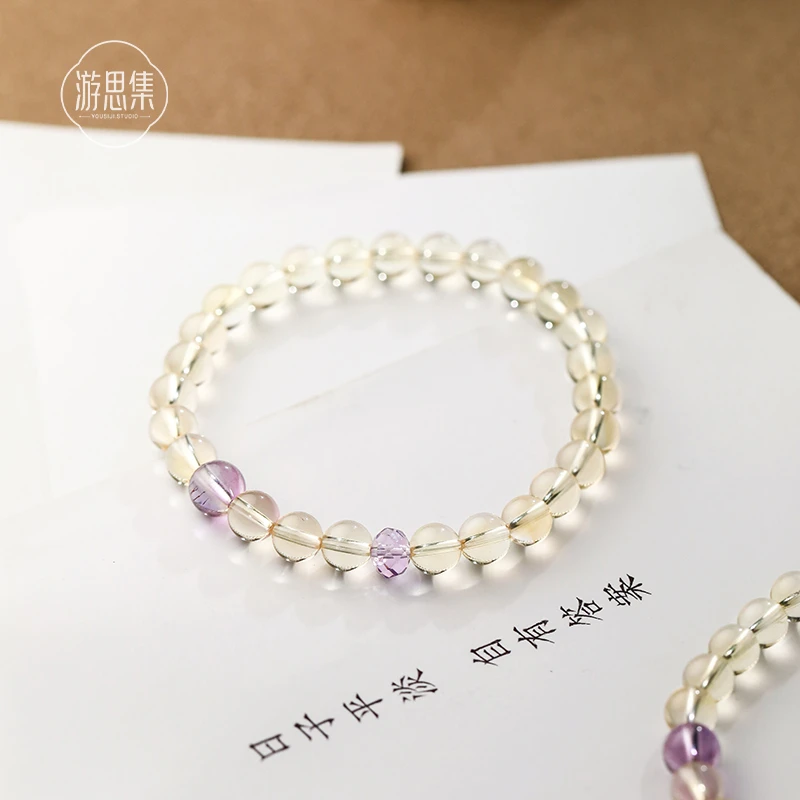 【半筏手串】天然黄水晶加紫超设计款简约时尚手串