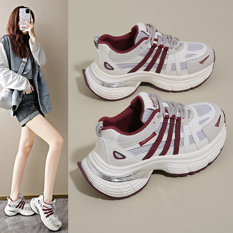 厚底老爹鞋百搭小个子增高春季2025年运动鞋休闲女老爹鞋P4505