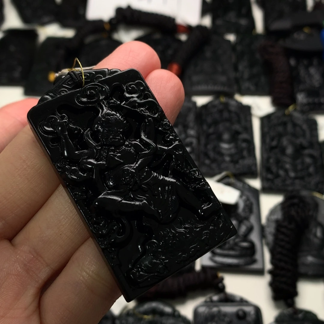 天然缅甸a货钢琴黑挂件