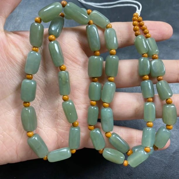 和田玉且末蓝深蓝竹节吊坠链 62周长 多样性发其一